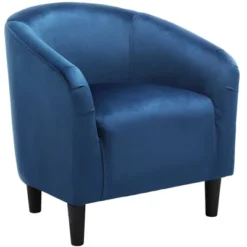 Yaheetech Velvet Club Accent Arm Chair Upholstered Barrel Chair -HOMCOM Shop GUEST ff48bead 9b56 4c0a 9983 fd4bea55ff06