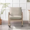Solid Wood Rocking Chair Upholstered In Linen Fabric, Beige - ModernLuxe